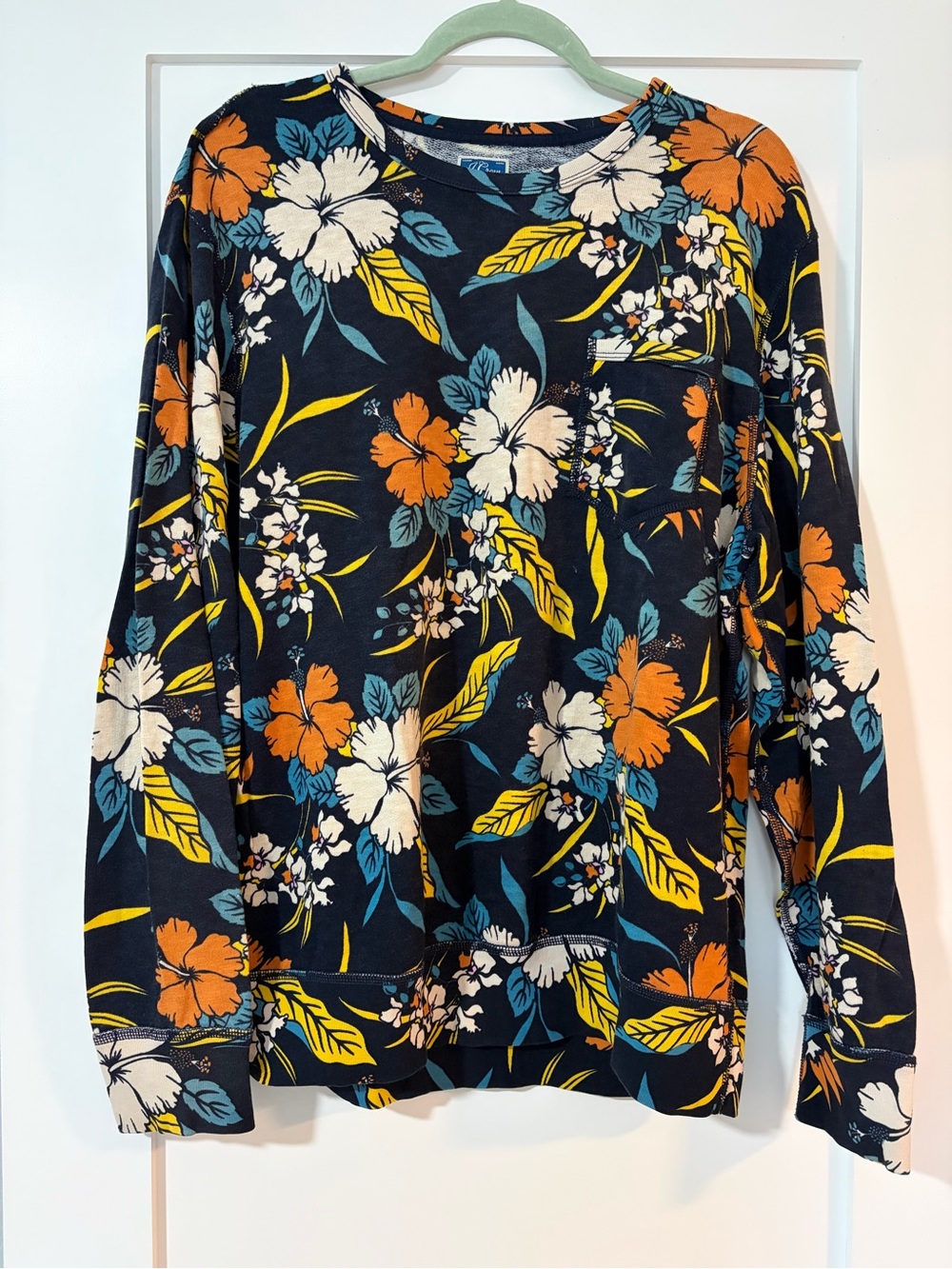 J. Crew Lightweight sunfaded french terry sweatshirt in Hawaiian print